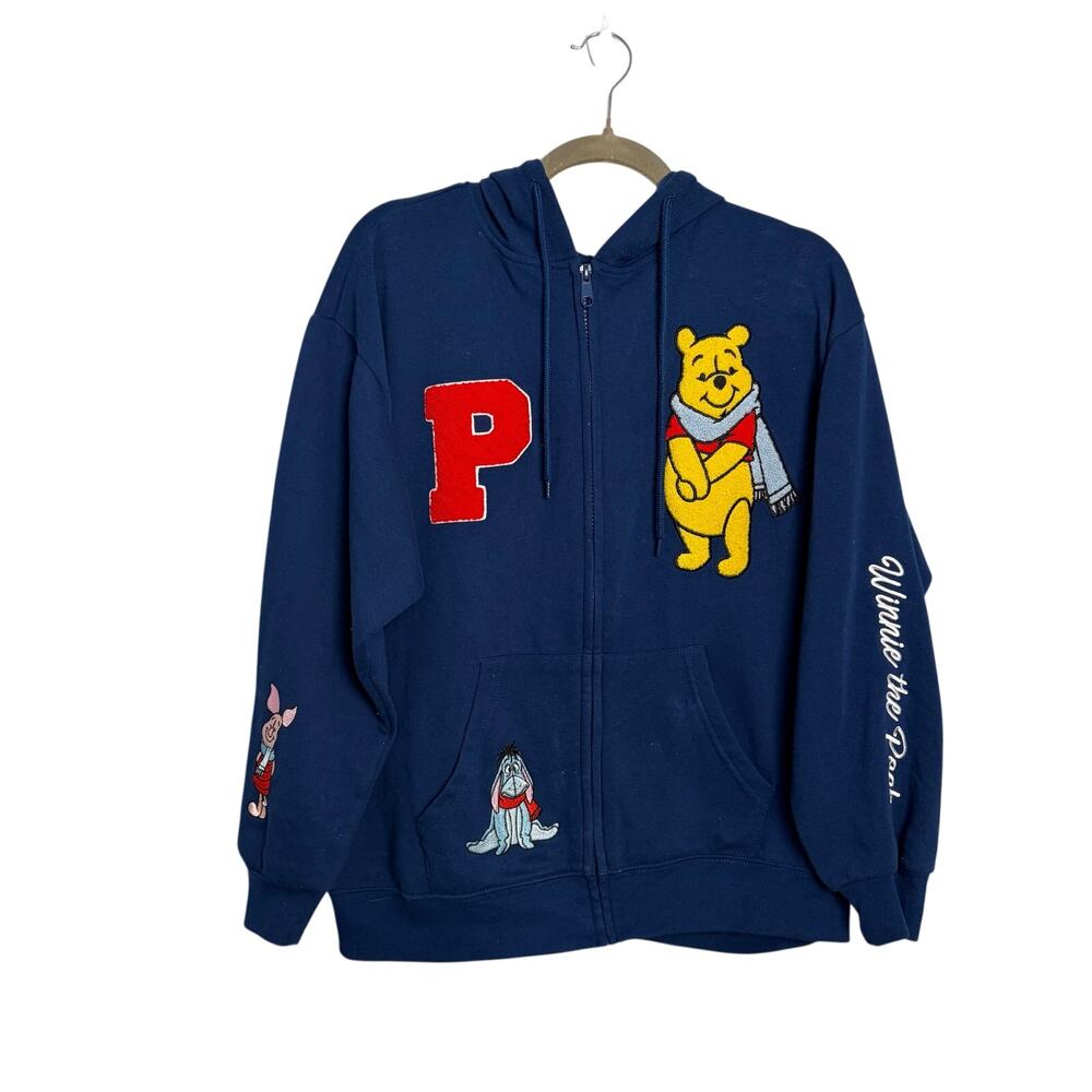 Disney Winnie the Pooh Soft Full Zip Long Sleeve Sweatshirt Jacket Hoodie Large